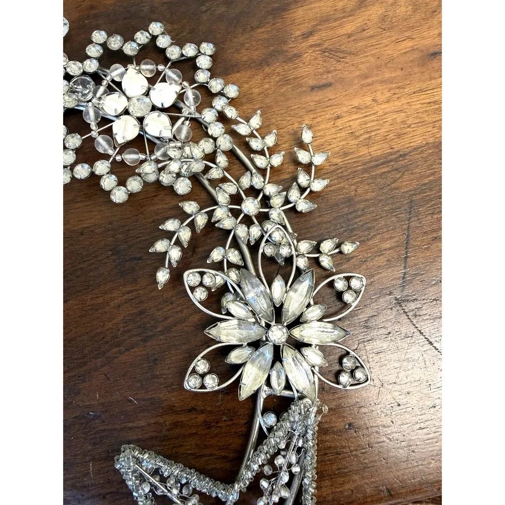 Pottery Barn Jeweled Wreath Silver Metal Snowflake Crystal Christmas 17